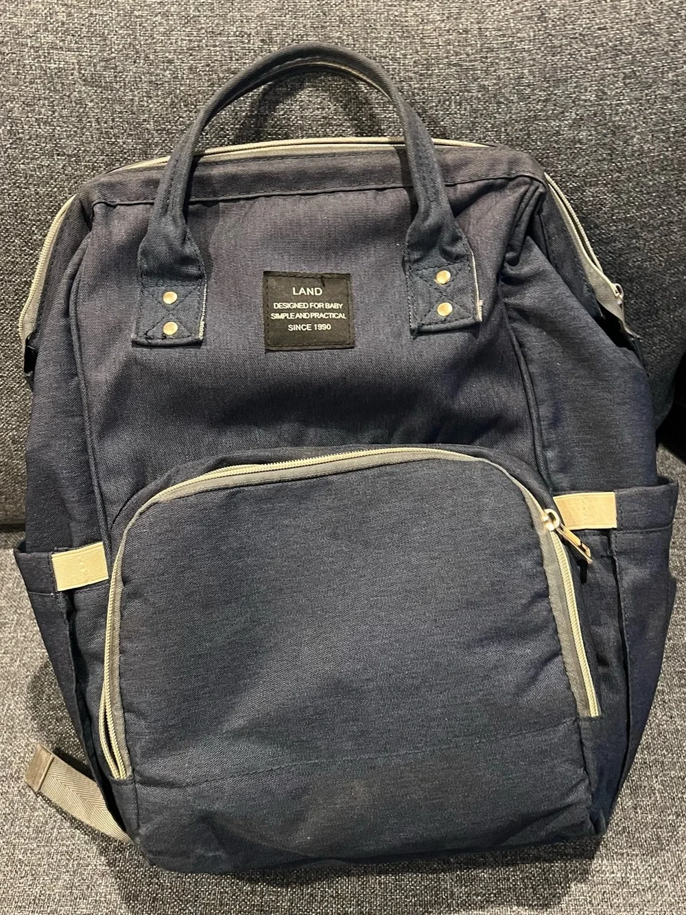 LAND Navy and Beige Diaper Bag